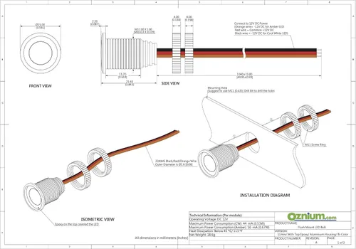 Vista 4 de Oznium Paquete de perno de luz LED bicolor ámbar/blanco y controlador LED Switchback