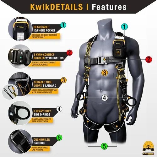 Vista 3 de KwikSafety SUPERCELL Safety Harness ANSI OSHA Fall Protection Gear
