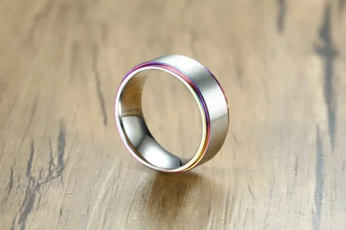 Vista 4 de Juego de anillos personalizados para parejas para él y ella, anillos de promesa únicos de acero inoxidable para parejas, juego con 2 anillos