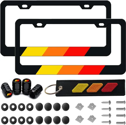 Vista 13 de Marco de Placa de Matrícula de Aluminio Compatible con Vehículo, Camión, Remolque, SUV de Dodge. (Rojo-01)