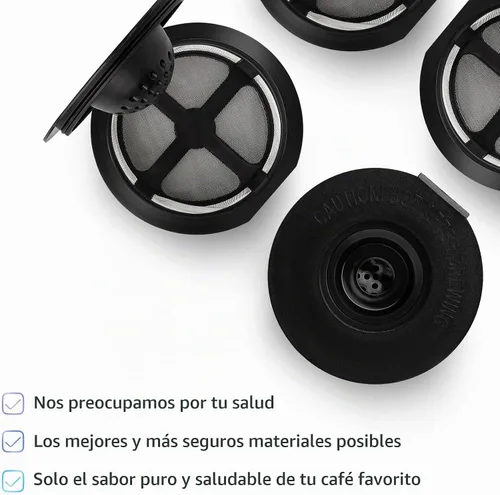 Vista 5 de 4 tazas K reutilizables negras para cafeteras Keurig, compatibles con K-Express, K-Elite, K-Select, K-Classic, K-Mini, K-Compact