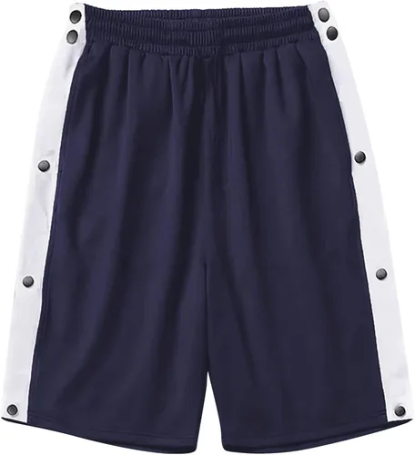 Vista 6 de Pantalones cortos de baloncesto para hombre, pantalones cortos de baloncesto con botón de desgarro, pantalones cortos laterales con abertura alta a