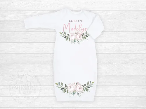 Vista 2 de Vestido de dormir personalizado para bebé recién nacido con nombre