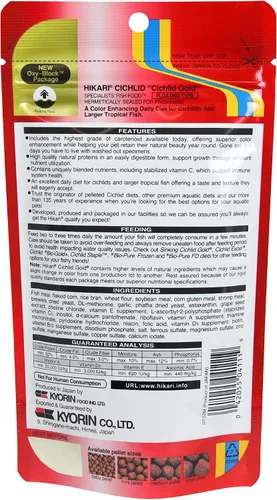Vista 2 de Hikari Cichlid Gold - Pellets flotantes para mascotas, 8.8 onzas