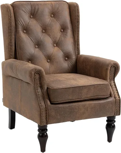 Vista 9 de Mid-Century - Silla de ala alta, moderna silla decorativa de tela con mesa auxiliar de madera maciza, sofá individual de ocio para sala de estar