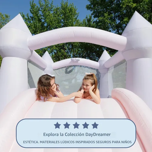Vista 4 de Bounceland Bouncy Castle Daydreamer Casa Inflable Temática de Algodón de Azúcar, Casa Inflable Pastel con Tobogán, 12 pies de largo x 9 pies