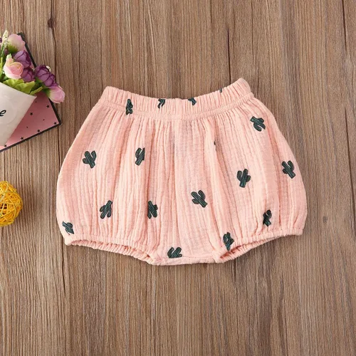 Vista 2 de Pantalones cortos de algodón y lino para recién nacido, unisex, para bebé, con estampado de harén