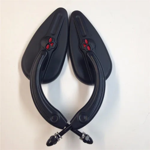 Vista 8 de HONGK - Espejos de aluminio negro con forma de lágrima de calavera y emblema zombi compatibles con Sportster 883 Deluxe XLH883 1999-2003 [B01BI8R1WW]