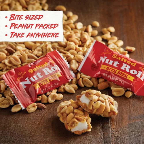 Vista 4 de Pearson 's Bite-Size Rollo de nueces saladas con sabor a caramelo, bolsa de 23 onzas, a granel, envuelto individualmente