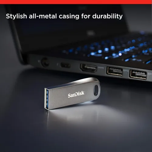 Vista 2 de SanDisk Unidad flash USB 3.1 Gen 1 Ultra Luxe de 128 GB - SDCZ74-128G-G46, color negro
