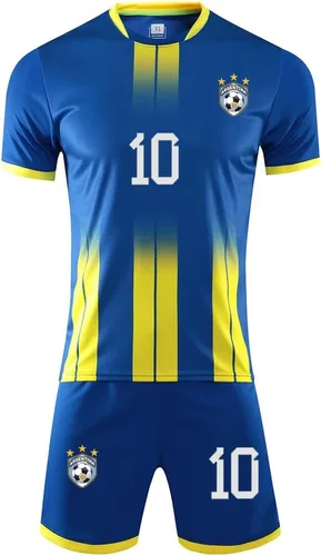 Vista 2 de ELTONYA MESSii - Camiseta de fútbol argentina para niños y niños de la Copa Mundial 2022 HOMAwy Football Sports Team Shirt&Shorts Kit Uniforme