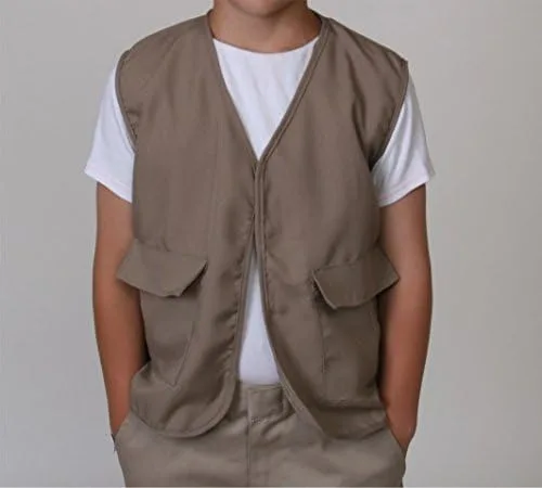 Vista 4 de Chaleco Safari Explorer de poliéster unisex para niños, Caqui