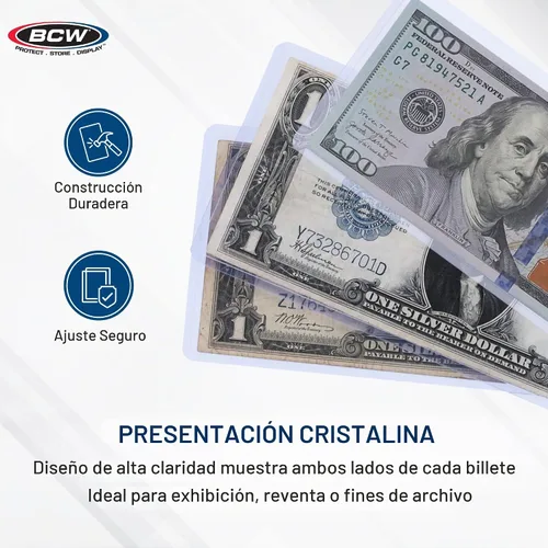 Vista 4 de BCW - Contenedor de carga superior para billetes regulares, transparente, para 25 piezas
