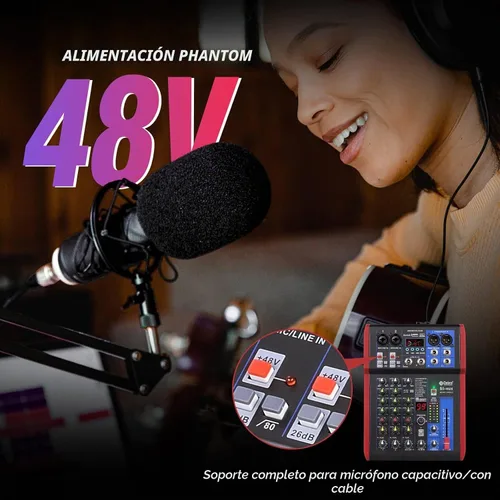 Vista 4 de D Debra Mezclador de grabación portátil profesional de la serie SI con 99 DSP efectos digitales preamplificadores de micrófono y USB para consola