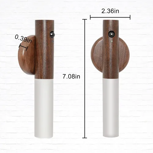Vista 3 de Apliques de pared, luz nocturna inteligente con sensor portátil, luz nocturna magnética recargable por USB de madera para dormitorio, pasillo