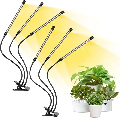 Vista 28 de iPower 21 Luz LED de Crecimiento con Espectro Completo para Plantas de Interior, Cuello de Cisne Ajustable, 3 Modos de Luz y 10 Niveles Regulables