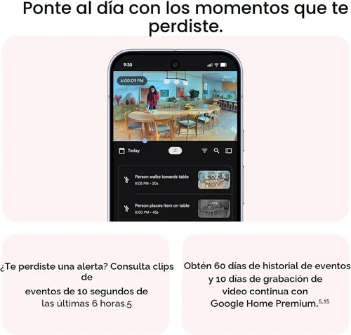 Vista 8 de Google Nest Cam Indoor (con cable, 3ª generación) - Cámara de seguridad con video 2K y Gemini, visión nocturna, audio bidireccional, funciona