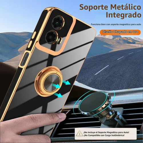 Vista 7 de Funda para Motorola Moto G 5G 2024: Funda Moto G Play 5G 2024 con 2 piezas de protectores de pantalla, soporte de anillo de rotación de 360°