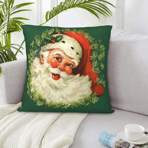 Vista 5 de San-ta Cla-us - Funda de almohada decorativa de Navidad, fundas de cojín cuadradas para sofá, cama, sofá, automóvil, hogar, decoración navideña