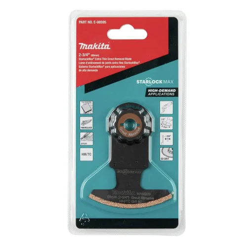 Vista 3 de Makita E-08595 StarlockMax® Multiherramienta oscilante de metal duro de 2-3/4" con carburo de tungsteno 50 Grit Grout y hoja de sierra segmentada