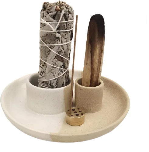Vista 11 de Dorepine - Quemador de incienso de cerámica hecho a mano para palos, soporte para varillas de incienso para meditación, sala de yoga, decoración