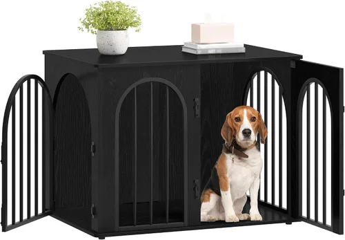 Vista 18 de Hzuaneri Jaula de Madera para Perros de 26.8'', Muebles de Jaula para Perros de Interior, Jaula para Perros Pequeños, Jaulas de Servicio Pesado