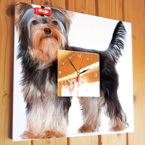 Vista 2 de Yorkshire Terrier Yorkie Dog Wall Clock Framed Mirror Decor Printed Pet Lovers Art Home Design Gift
