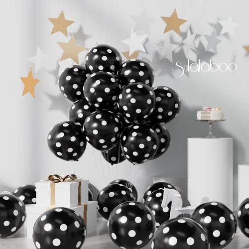 Vista 4 de Juego de 60 globos de látex negros de 12 pulgadas para fiestas Helio redondo para decoraciones de cumpleaños
