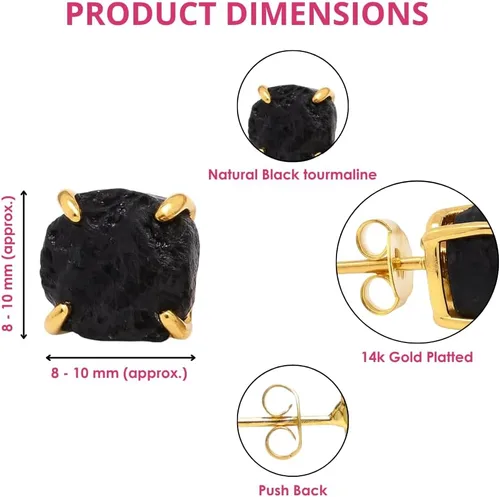 Vista 12 de Gempires Natural Raw Prong Setting Stud Earrings, 8-10 mm Crystals Earring, Handmade Jewelry, Gift for Her