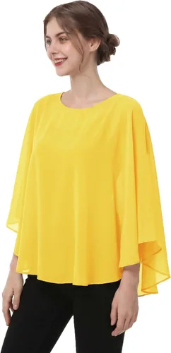 Vista 16 de Capas de gasa para mujer, chales y envolturas para poncho Negro