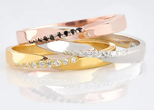Vista 6 de Elegante joyero Anillo Mobius de diamantes para mujer en oro macizo de 9k, 14k y 18k, anillo de compromiso de diamantes, anillo de boda de diamante
