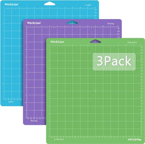 Vista 7 de WORKLION Alfombrilla de corte 12x12 para Cricut: (adhesivo estándar, 3 alfombrillas) Adhesivo estándar adhesivo verde para cortar acolchados Verde