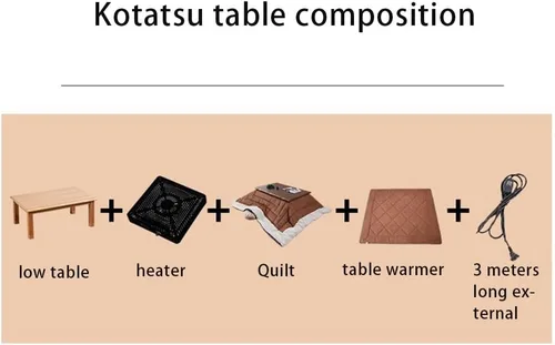 Vista 3 de Mesa de calefacción Tatami Mesa de centro kotatsu, mesa de centro de invierno Tatami mesa de café estilo japonés, estufa de invierno para asar Blue-a