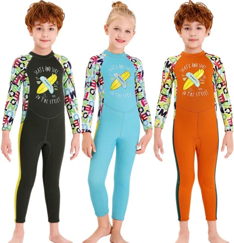Vista 7 de Traje de neopreno de cuerpo completo para niños y niñas, traje de baño térmico de 0.098 pulgadas para niños pequeños, jóvenes, adolescentes, manga
