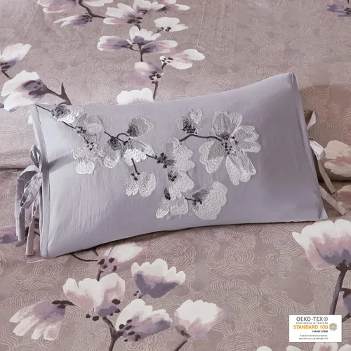 Vista 2 de N Natori Sakura - Almohada decorativa oblonga de algodón bordada, 12 x 20 pulgadas, 12 x 20 pulgadas