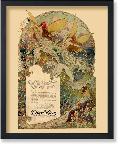 Vista 8 de Poster Master Póster clásico de fantasía, impresión Art Deco vintage, regalo para artistas, amigos, anuncio, hada, sirena, olas del océano