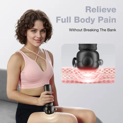 Vista 2 de HYAKO SE Pistola de masaje de terapia muscular, masajeador de vibración de tejido profundo, diseño no invasivo para cuidado de cuerpo completo
