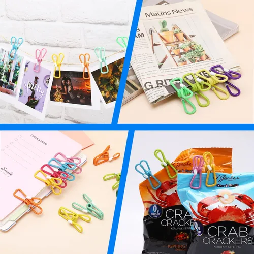 Vista 5 de Clips para bolsas con revestimiento de PVC - Clips para chips y alimentos (colores mezclados 30 piezas)