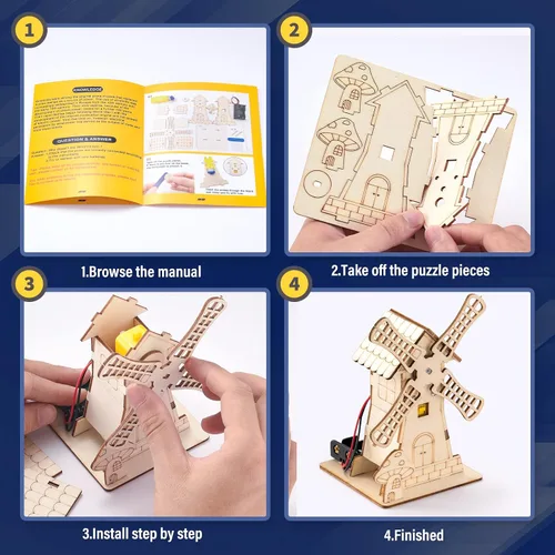 Vista 5 de Kits de construcción STEM 10 en 1 para niños, kit de manualidades de madera para niñas de 8 a 12 años, proyectos de experimentos científicos