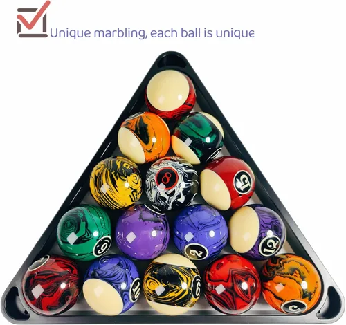 Vista 3 de Juego de 16 bolas de billar para mesa de billar, bola de resina de 2-1/4 pulgadas (varios estilos disponibles)