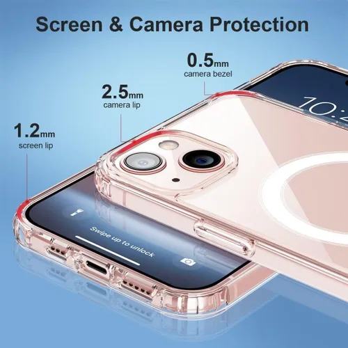 Vista 3 de Funda magnética transparente para iPhone 7 Plus, compatible con MagSafe, protección de grado militar, parte trasera dura resistente al amarillo