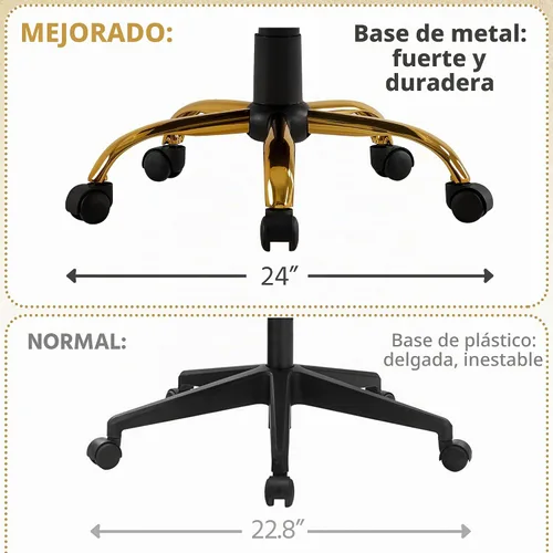 Vista 7 de Yaheetech Silla de Oficina de Respaldo Medio de Cuero PU Silla de Escritorio Ejecutiva Ajustable con Soporte Lumbar Patas Doradas Asiento Negro