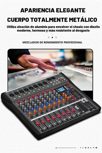 Vista 6 de CK-60 Mezclador profesional (6 canales) para grabación DJ Stage Karaoke Music Application w/USB Drive BT