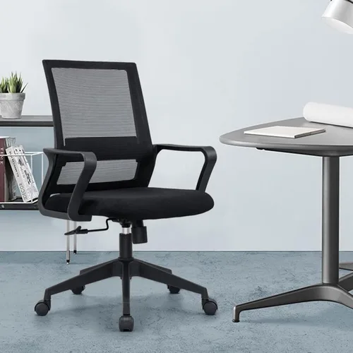 Vista 2 de Silla de oficina en casa, silla de escritorio con respaldo alto con soporte lumbar ajustable, silla de computadora con cojín suave, silla giratoria