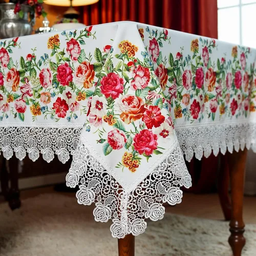 Vista 9 de SUTAVIA Mantel de encaje floral impermeable, rectangular, lavable, para el hogar, vacaciones, Acción de Gracias, Navidad, fiesta, comedor