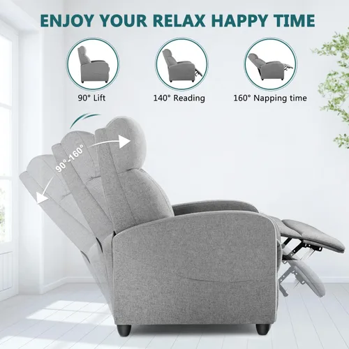Vista 6 de Smug Winback - Asiento de cine en casa de tela con soporte lumbar, sillón individual, sillón reclinable, fácil descanso, color gris