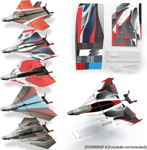 Vista 5 de 12 plantillas de aviones de papel para POWERUP 2.0 y 4.0. Plantillas de aviones de papel de color y soporte de exhibición para avión. POWERUP 2.0