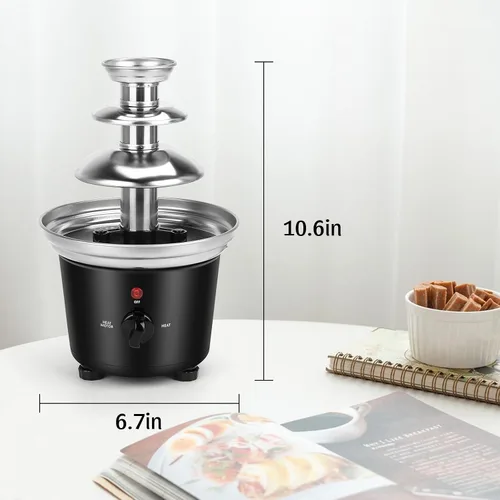 Vista 7 de Máquina de fuente de chocolate - Fuente eléctrica de 3 niveles, mini fuente de fondue de chocolate de acero inoxidable para fiestas, queso