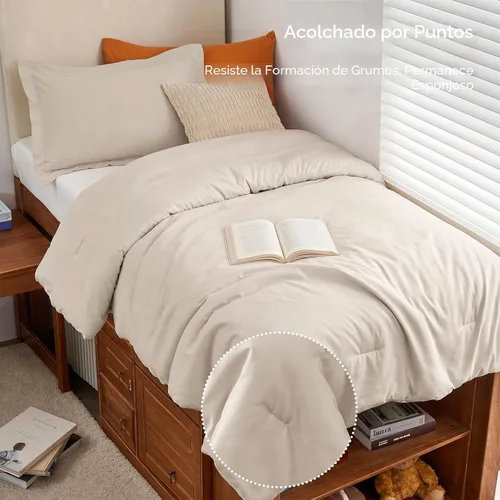 Vista 5 de MUXHOMO Juego de edredón beige tamaño individual/individual XL, ropa de cama alternativa ultrasuave para todas las estaciones. El juego de cama