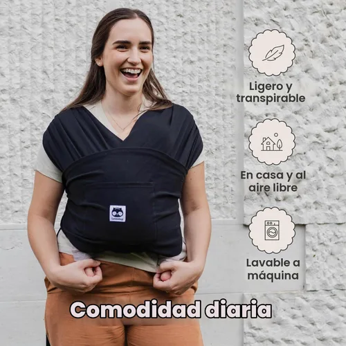 Vista 6 de CuddleCarry - Anillo para bebé preenvuelto, recién nacido a niño de 8 a 35 libras, color negro